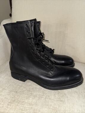 Vintage Addison Shoe Company Black Steel Toe Combat Boots Size 10.5R 1988 EUC